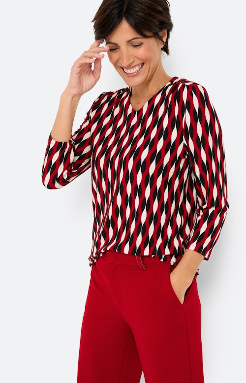 Shirt met print all-over, donkerrood