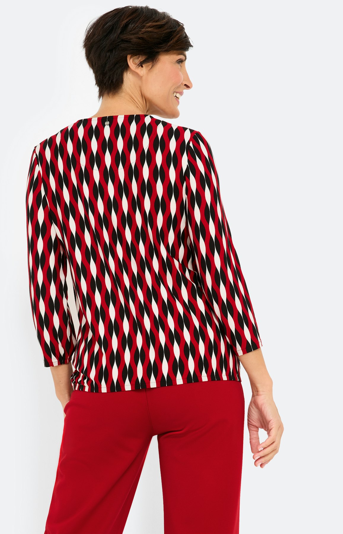 Shirt met print all-over, donkerrood