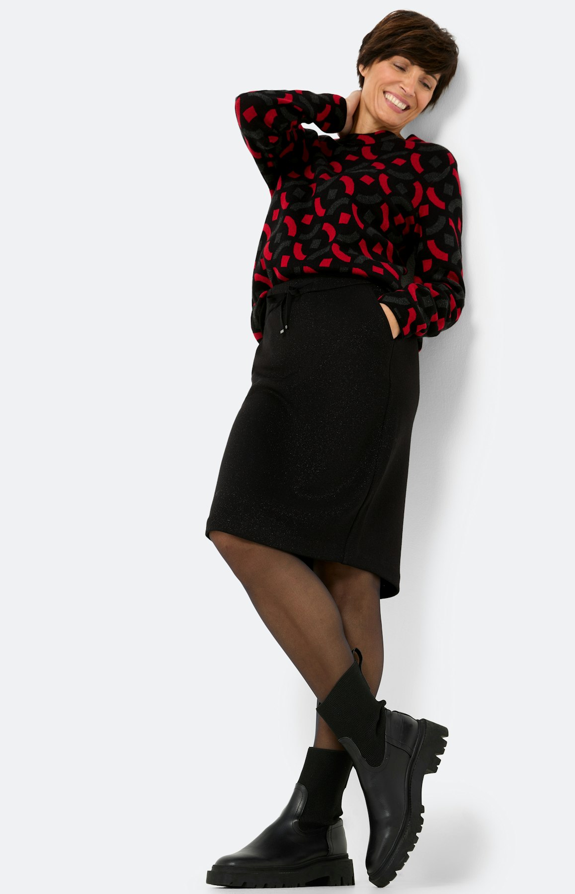 Rok met glittereffect, zwart