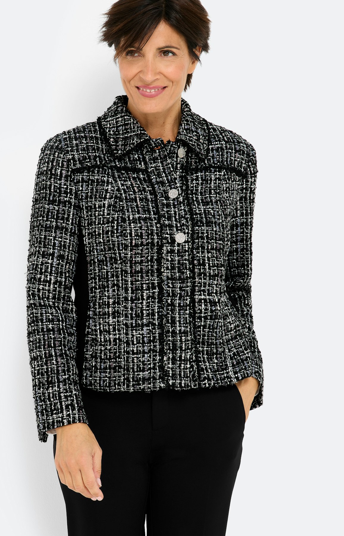 Blazer met glittereffect, zwart