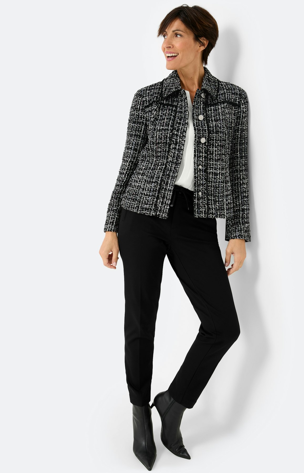Blazer met glittereffect, zwart