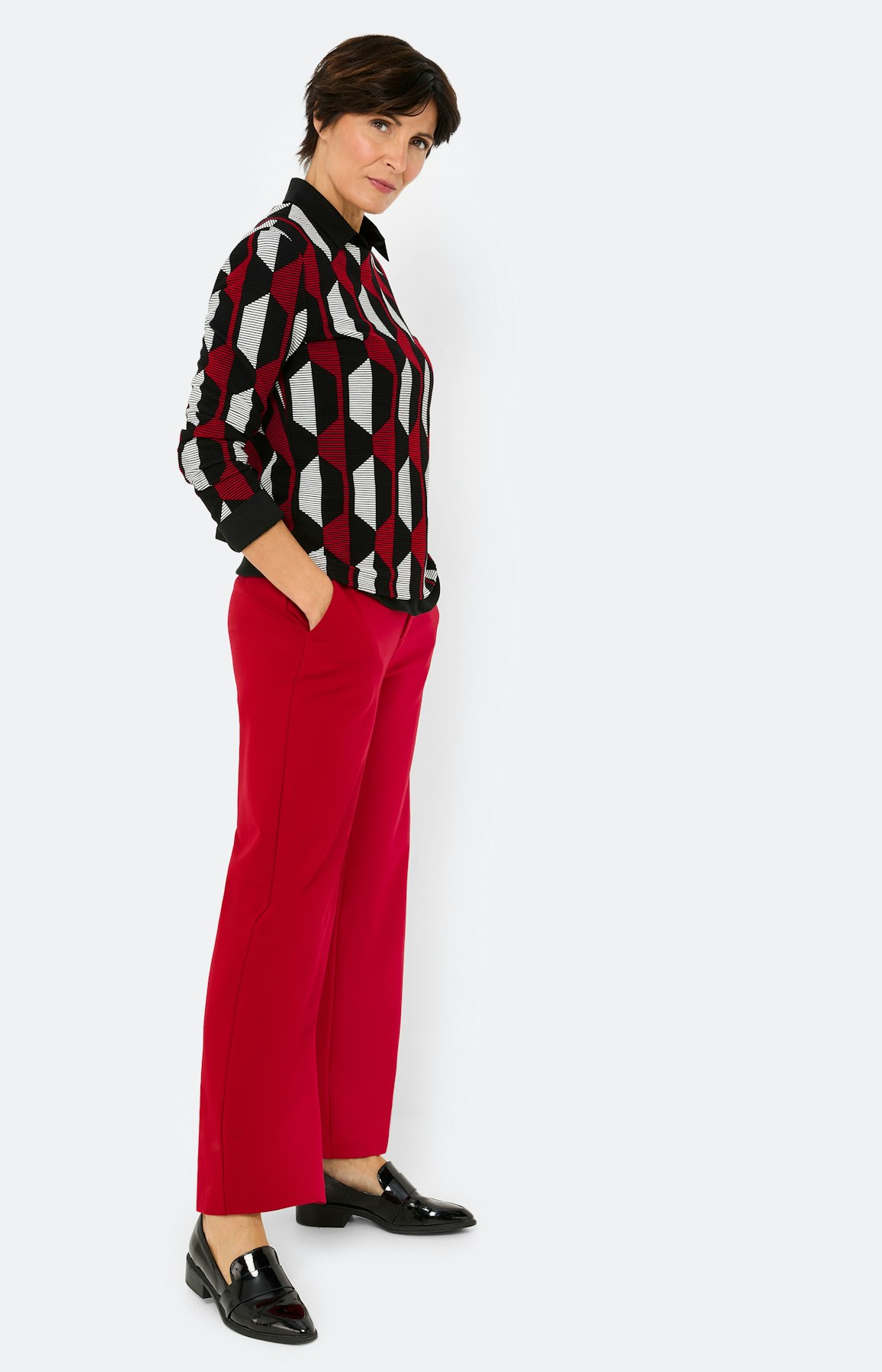 Sweatshirt met motief, donkerrood