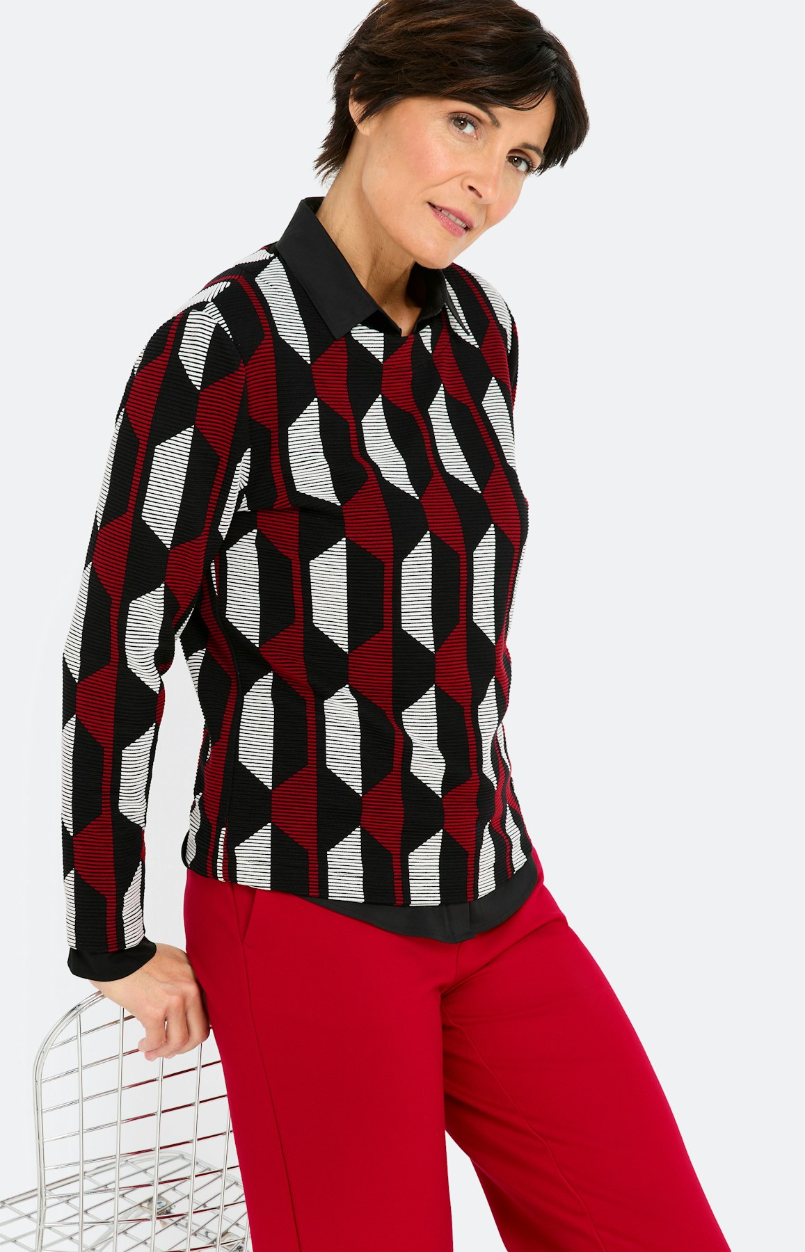 Sweatshirt met motief, donkerrood