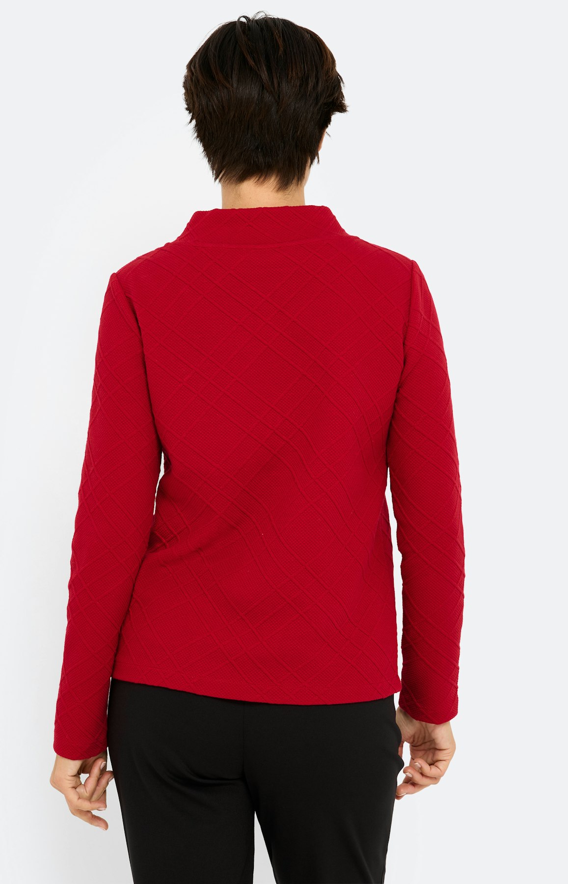 Sweatshirt met ruitstructuur, donkerrood