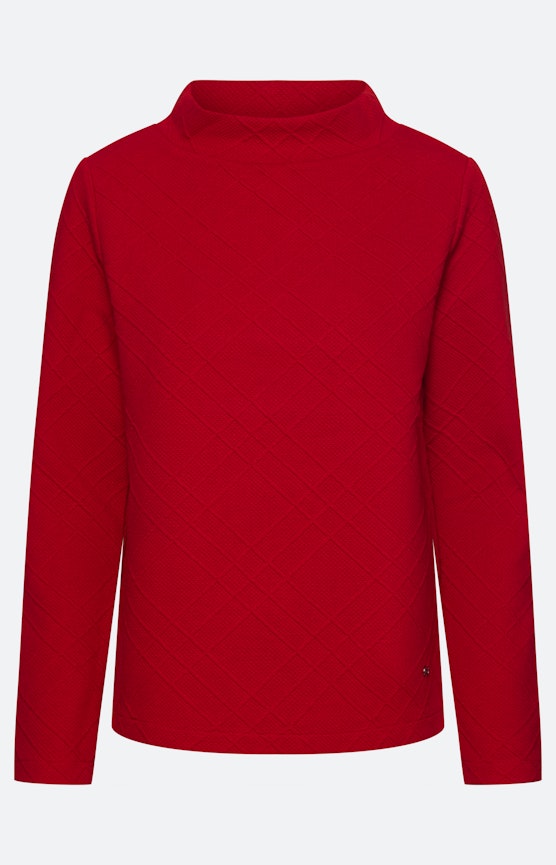 Sweatshirt met ruitstructuur, donkerrood