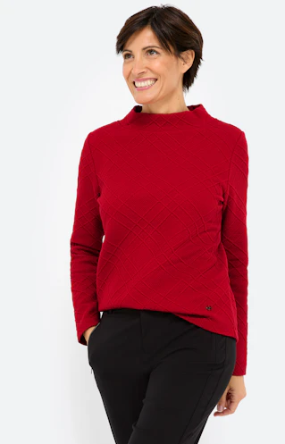 Sweatshirt met ruitstructuur, donkerrood