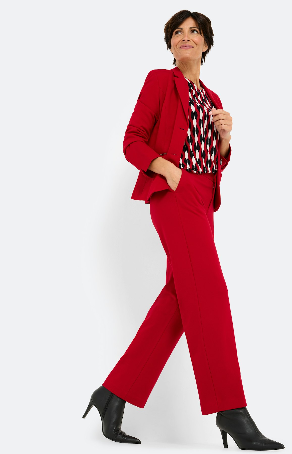 Marlene-broek, 30 inch, donkerrood