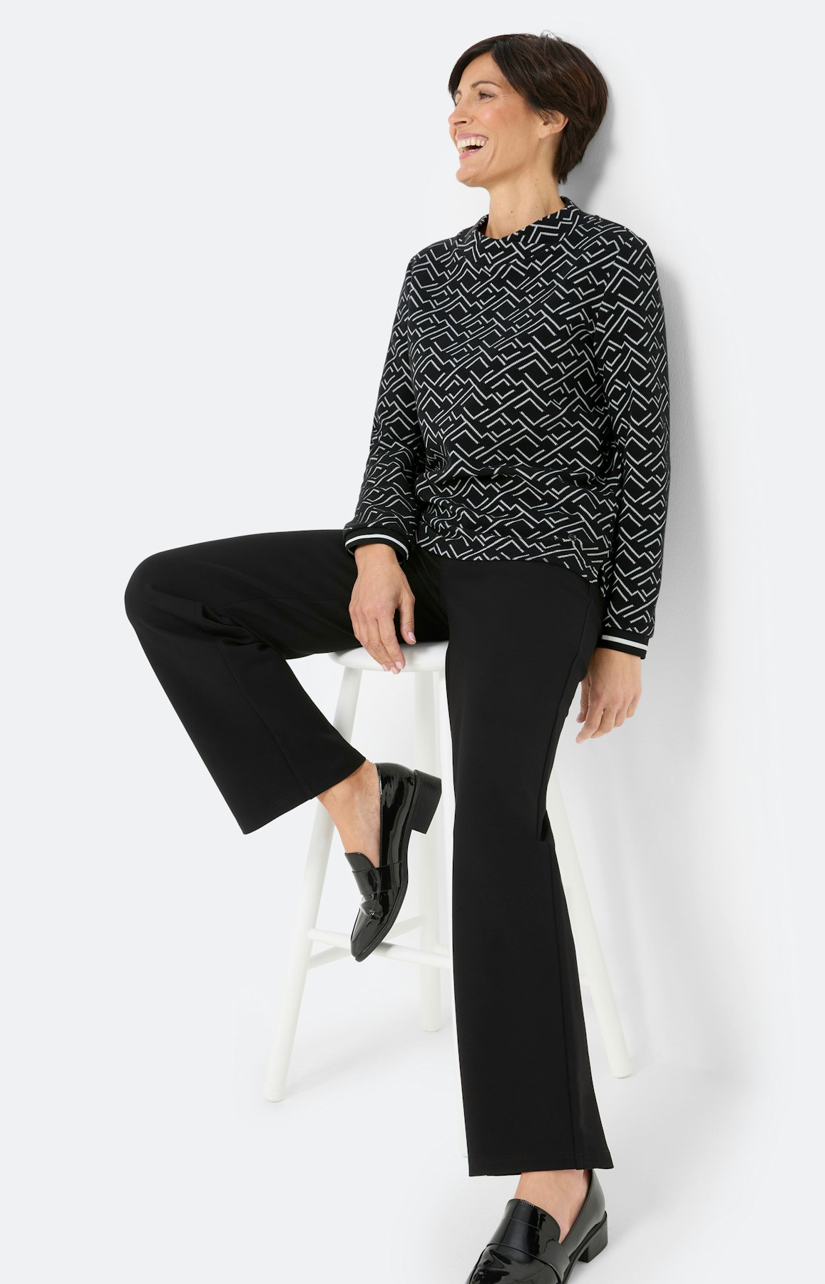 Sweatshirt met jacquardmotief, zwart