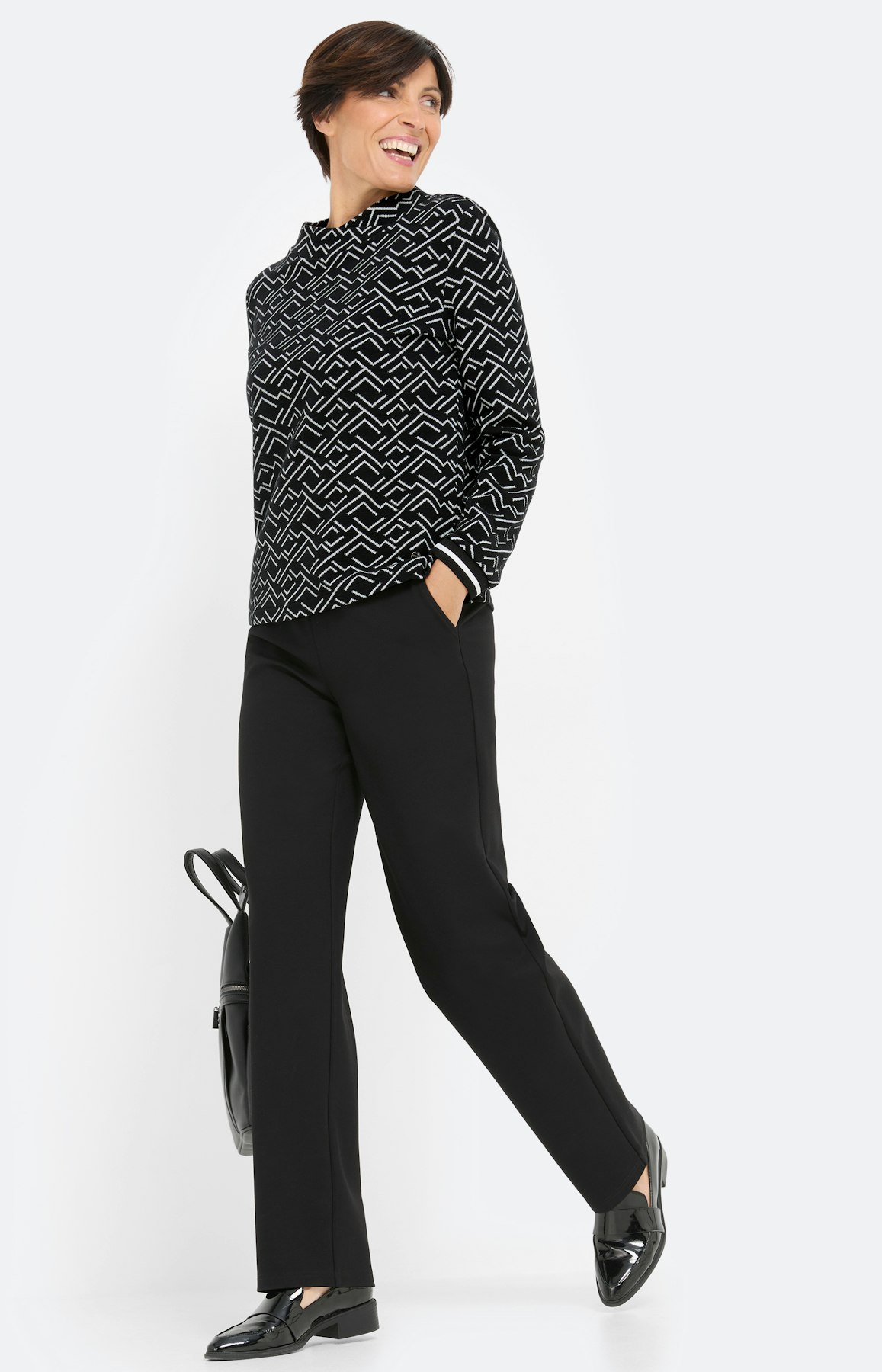 Sweatshirt met jacquardmotief, zwart