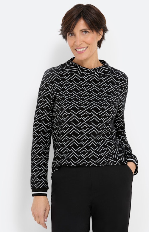 Sweatshirt met jacquardmotief, zwart