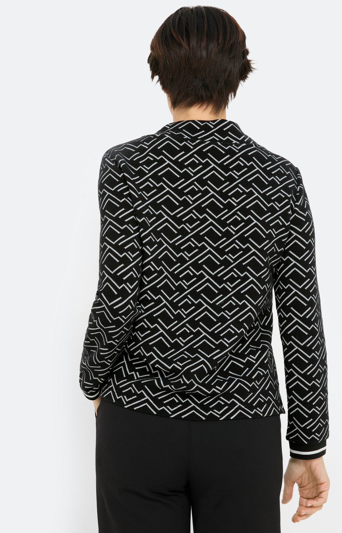 Sweatshirt met jacquardmotief, zwart