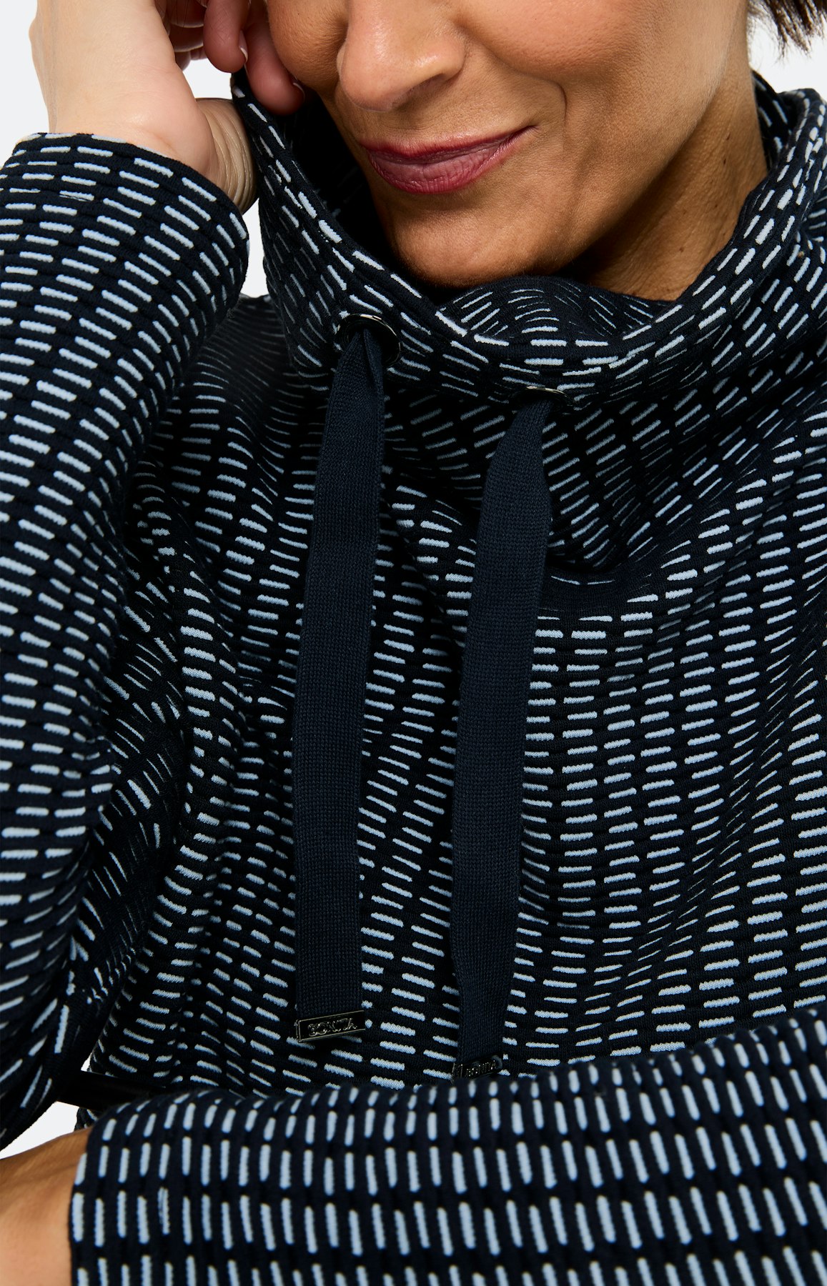 Sweatshirt met streepstructuur, navy