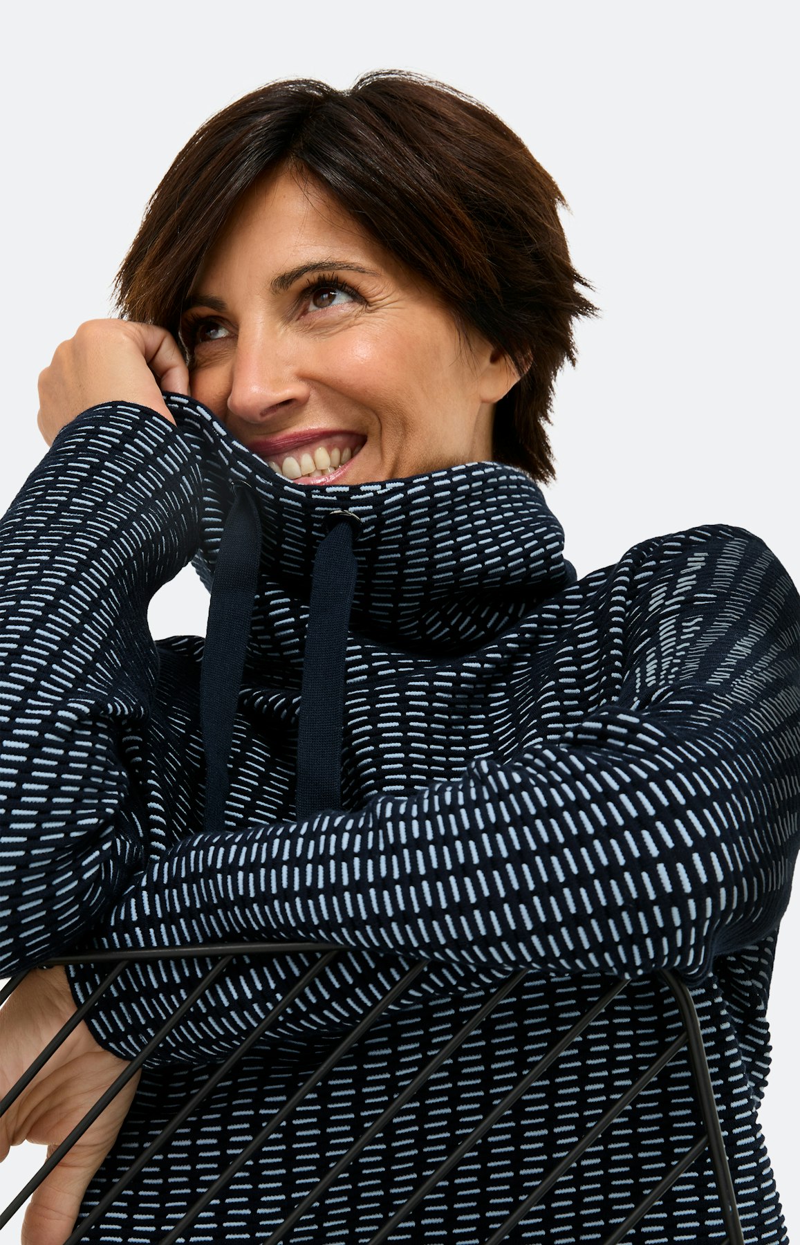 Sweatshirt met streepstructuur, navy