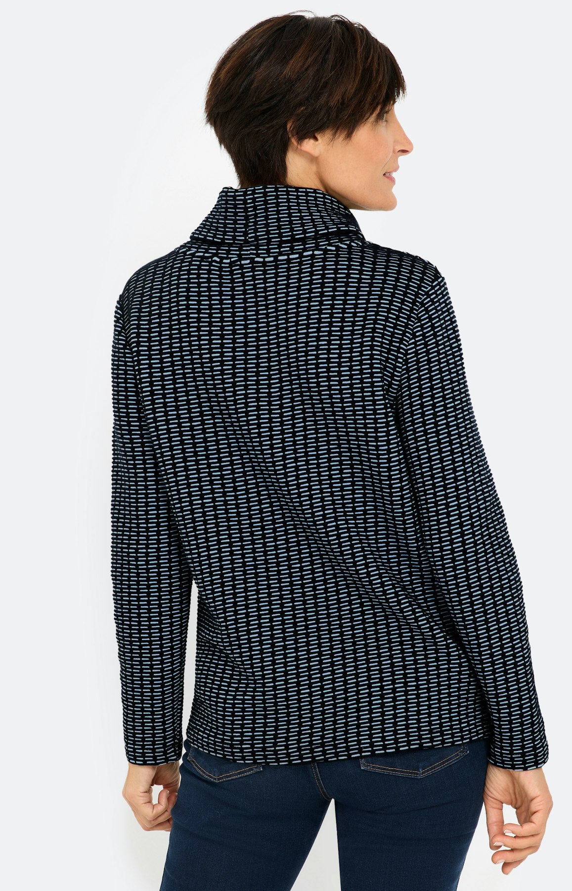 Sweatshirt met streepstructuur, navy