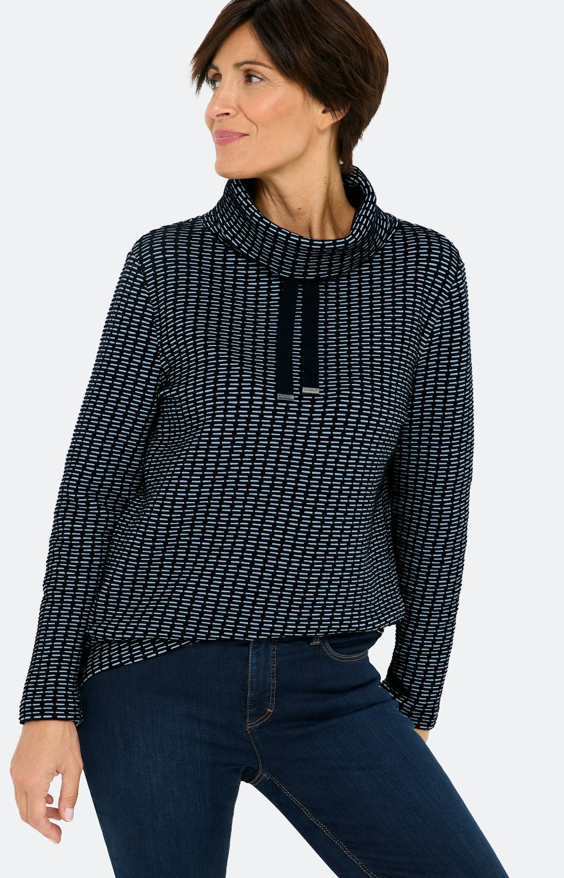 Sweatshirt met streepstructuur, navy