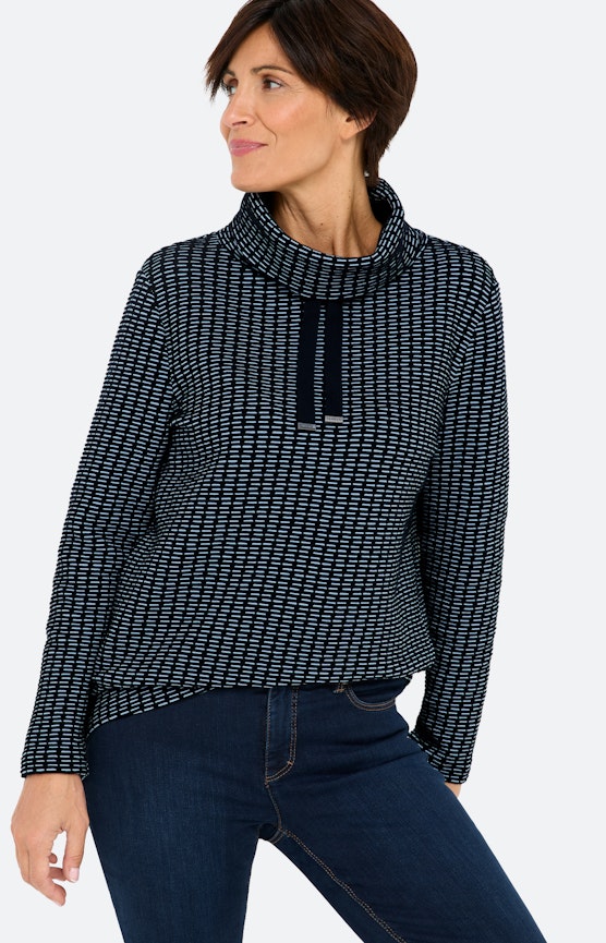 Sweatshirt mit Streifenstruktur, navy