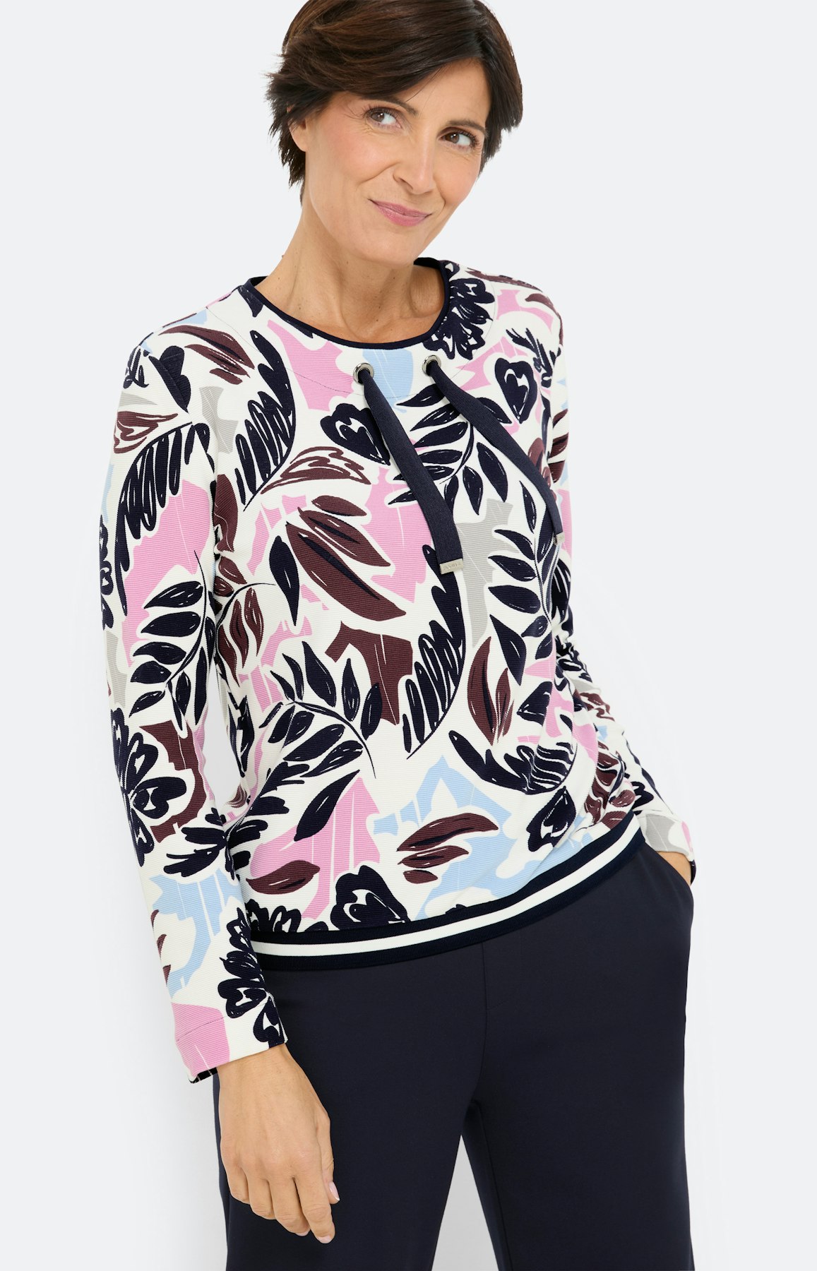 Sweatshirt met print all-over, navy