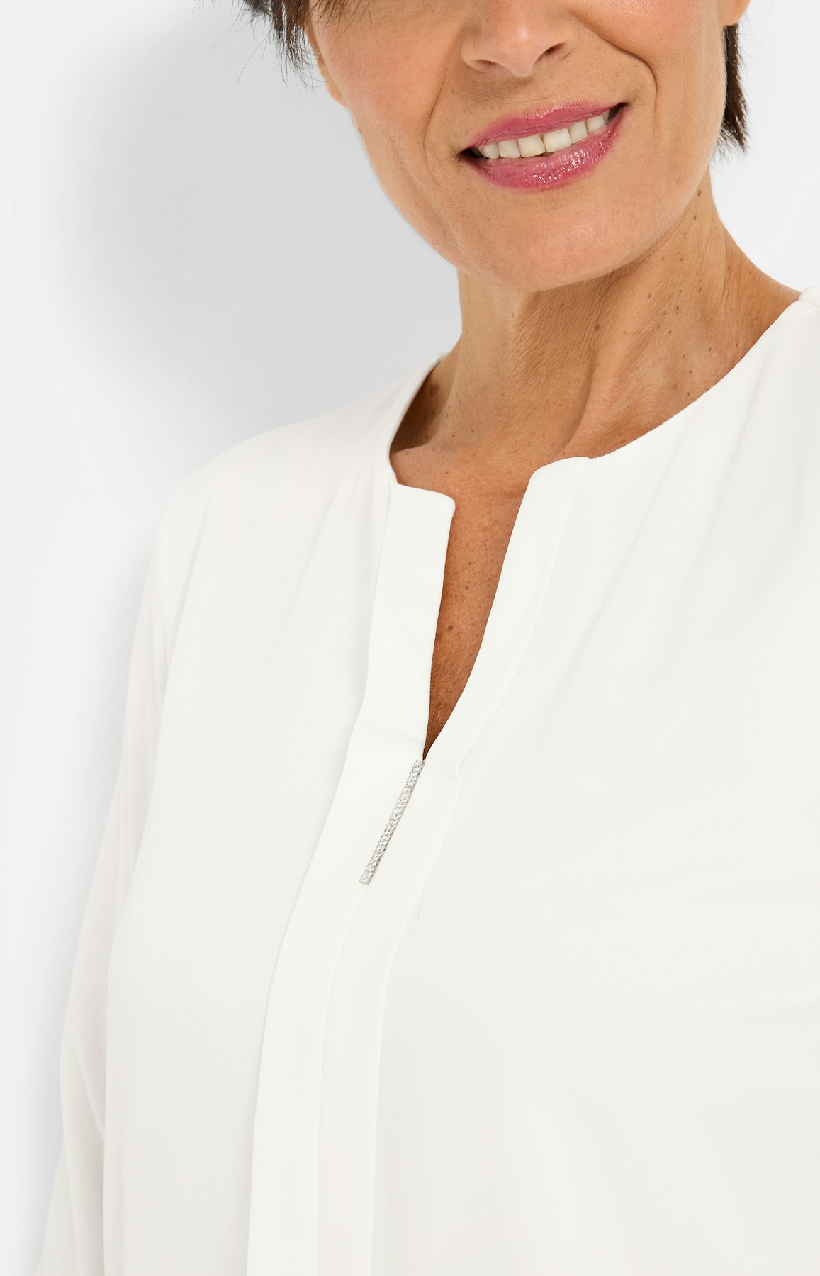 Blouse in een mix van materialen, wit