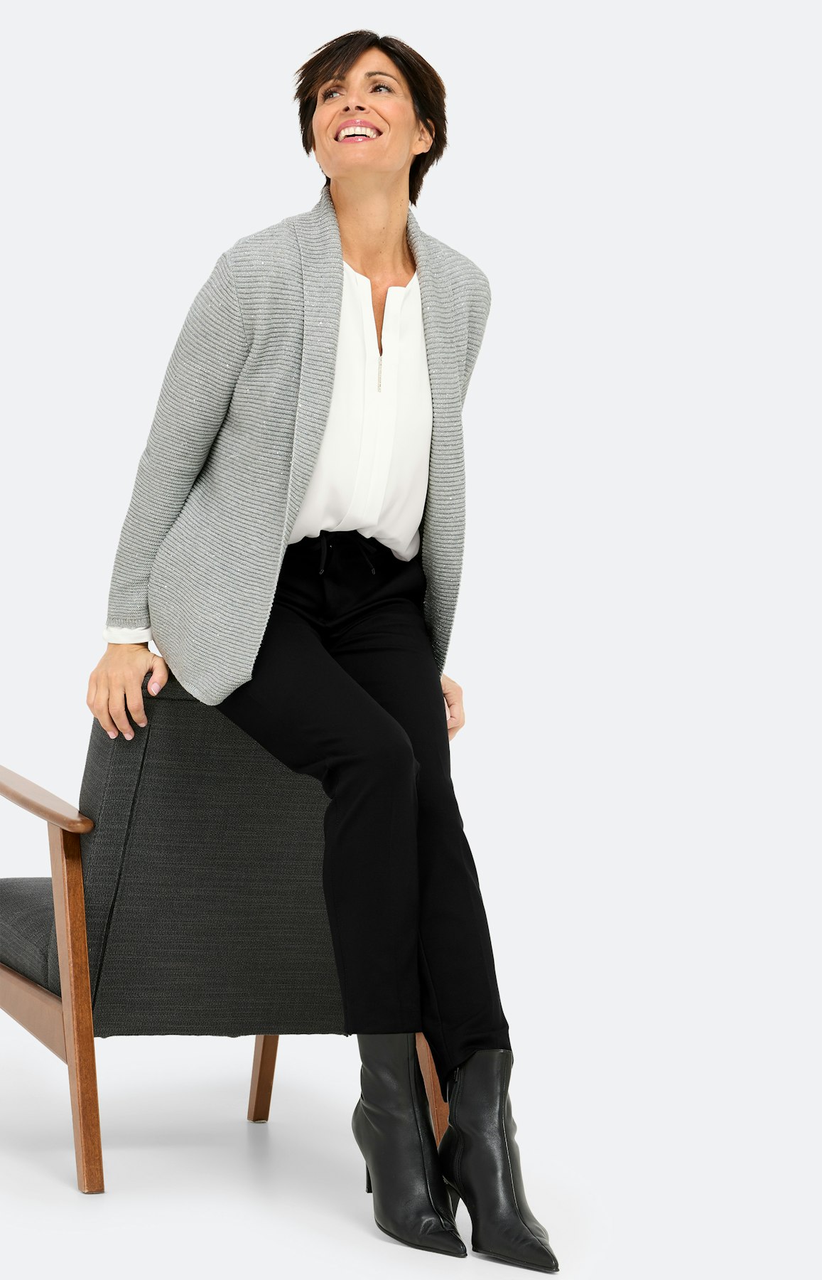 Blouse in een mix van materialen, wit