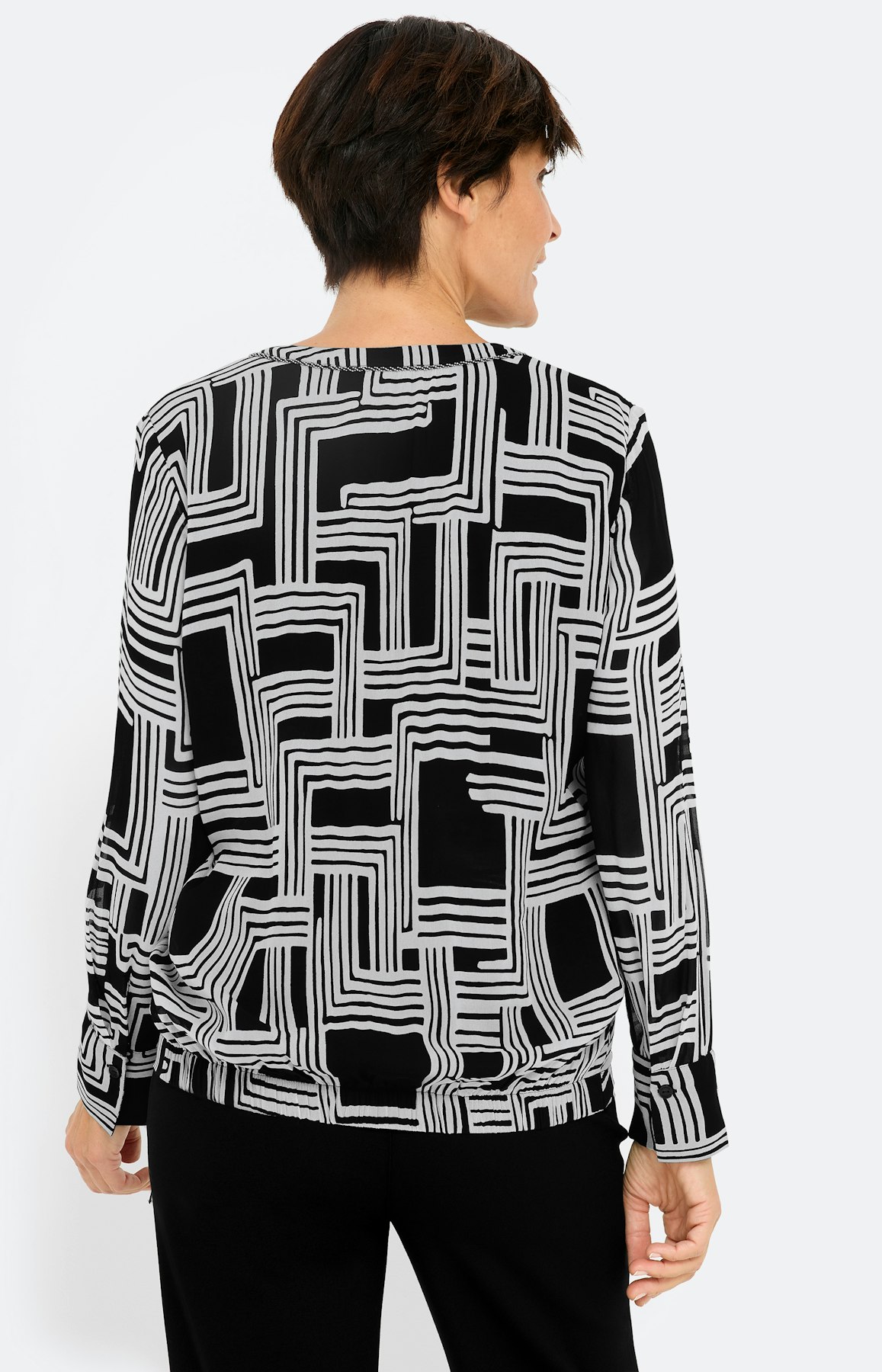 Blouse met grafische print, zwart