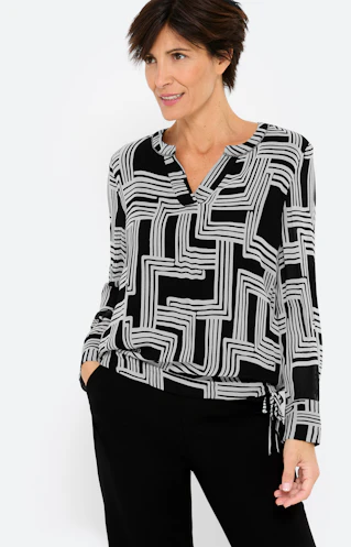 Blouse met grafische print, zwart