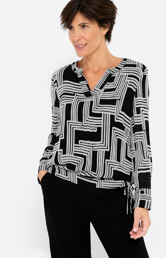 Blouse met grafische print, zwart