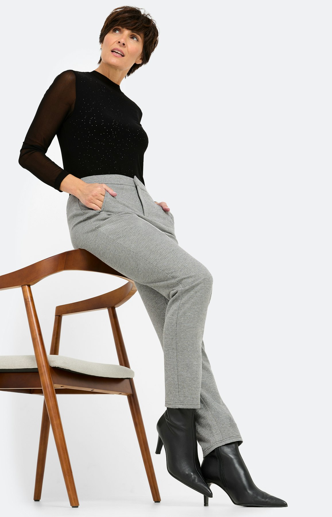 Broek met glitter, 30 inch, grijs