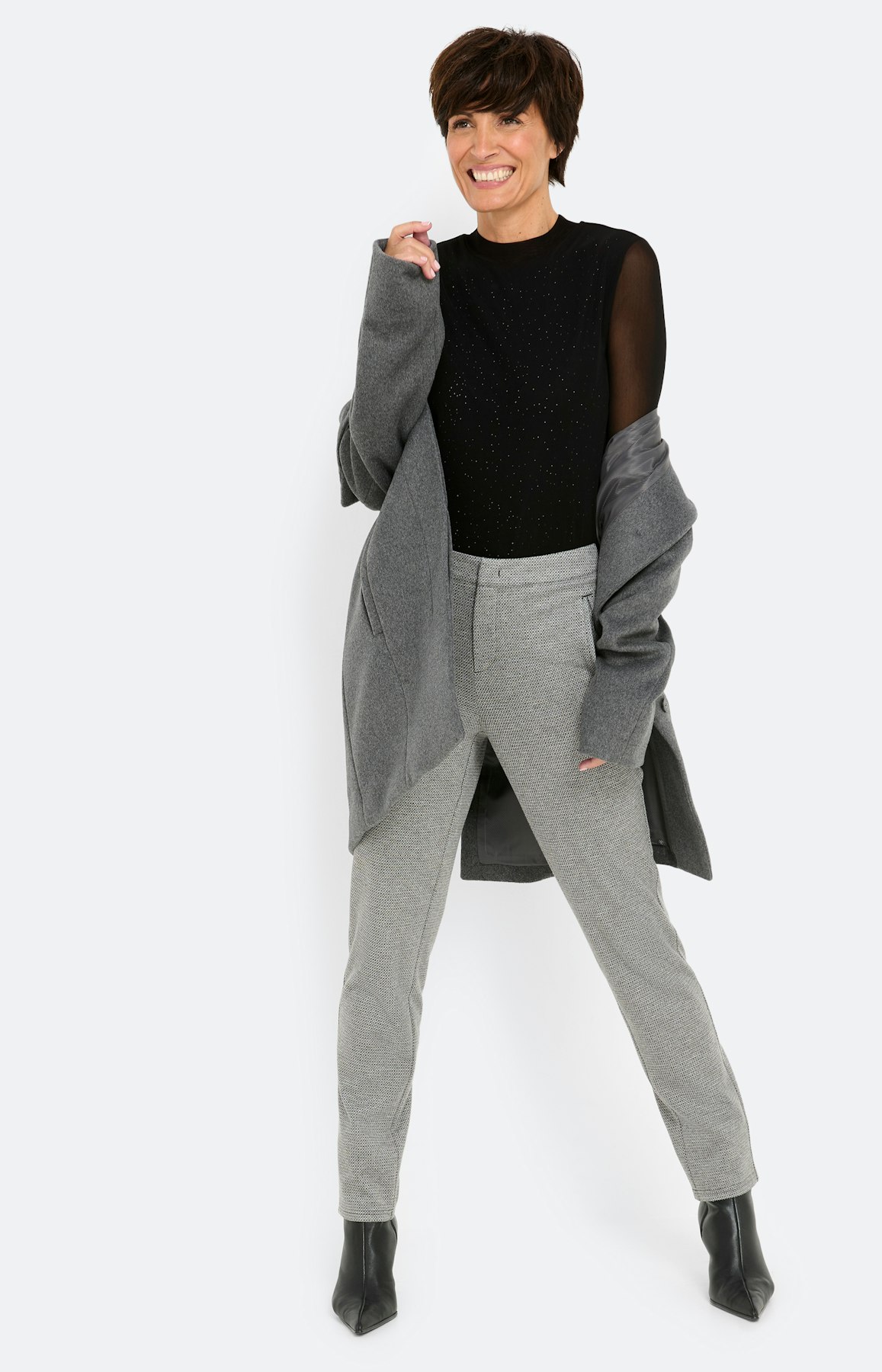 Broek met glitter, 30 inch, grijs