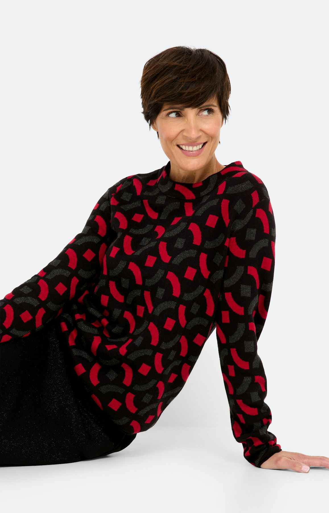 Trui met jacquardmotief, zwart