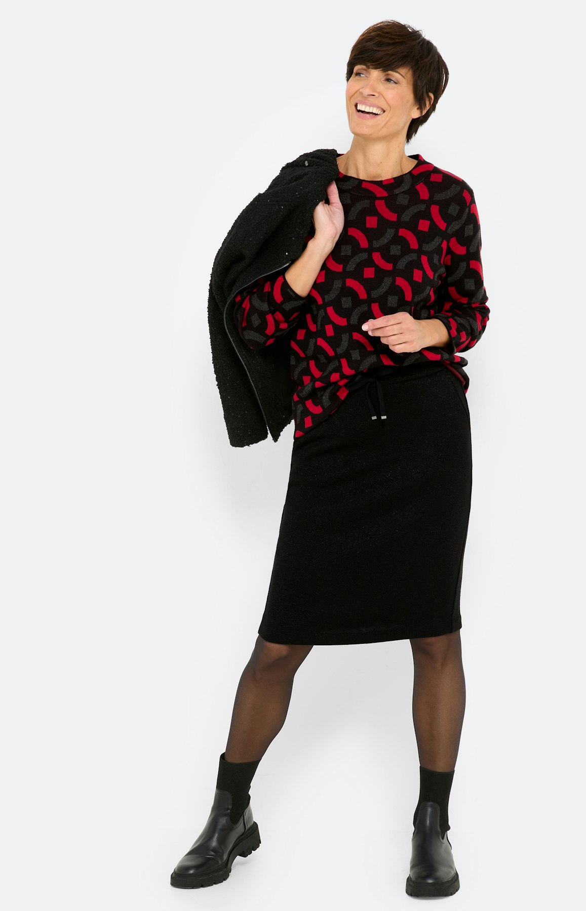 Trui met jacquardmotief, zwart