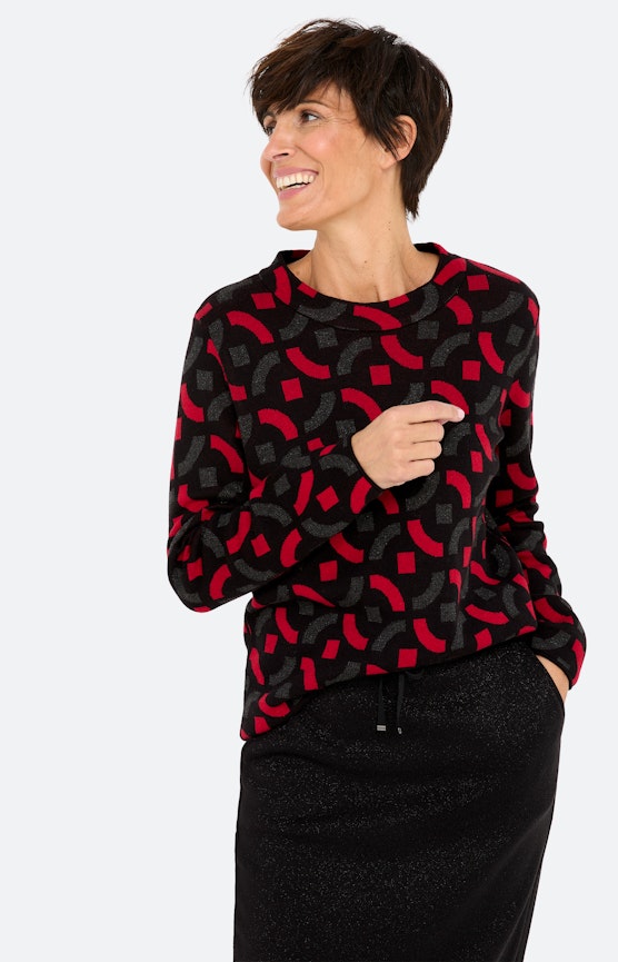 Trui met jacquardmotief, zwart