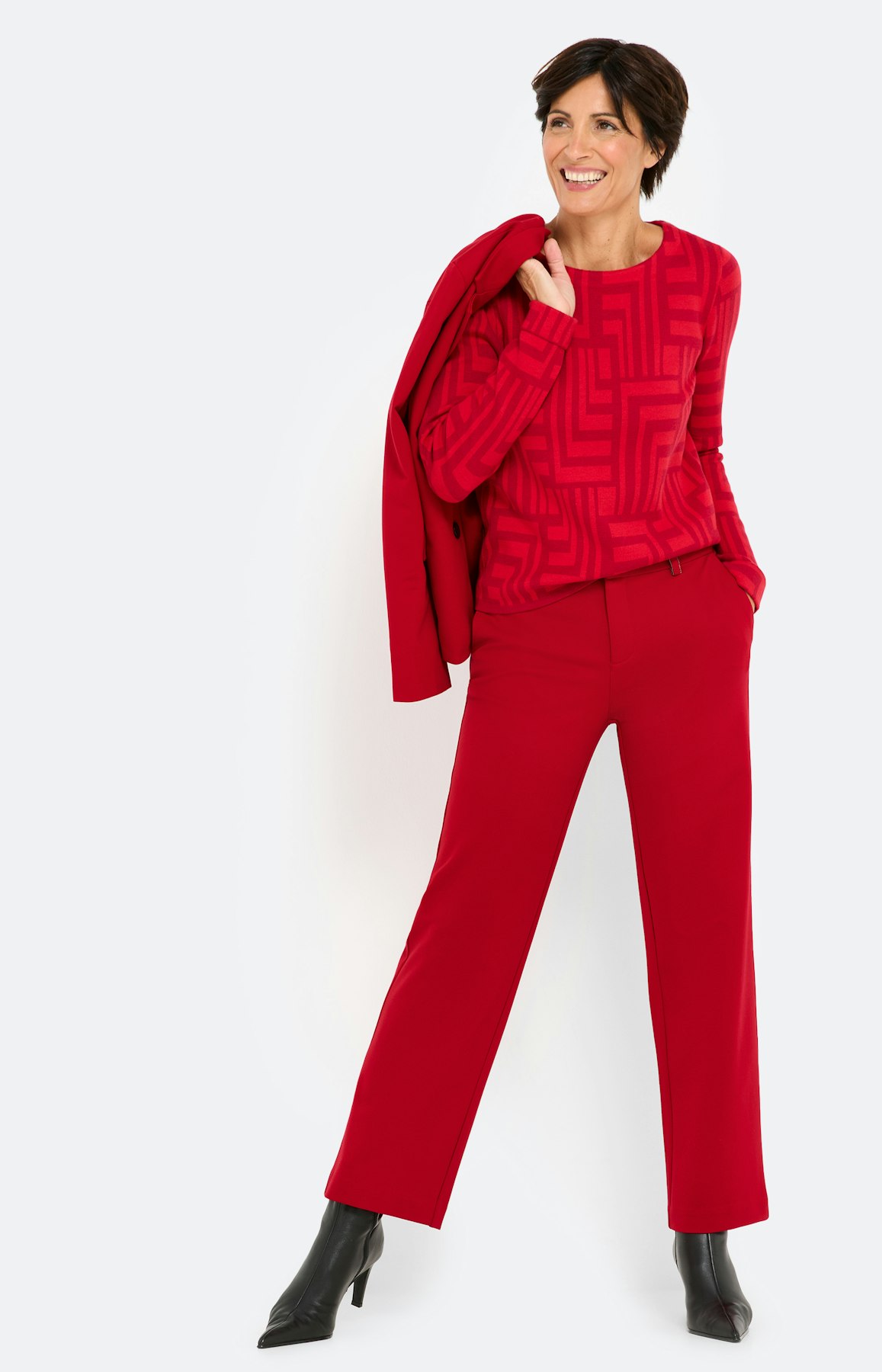 Trui met jacquardmotief, donkerrood