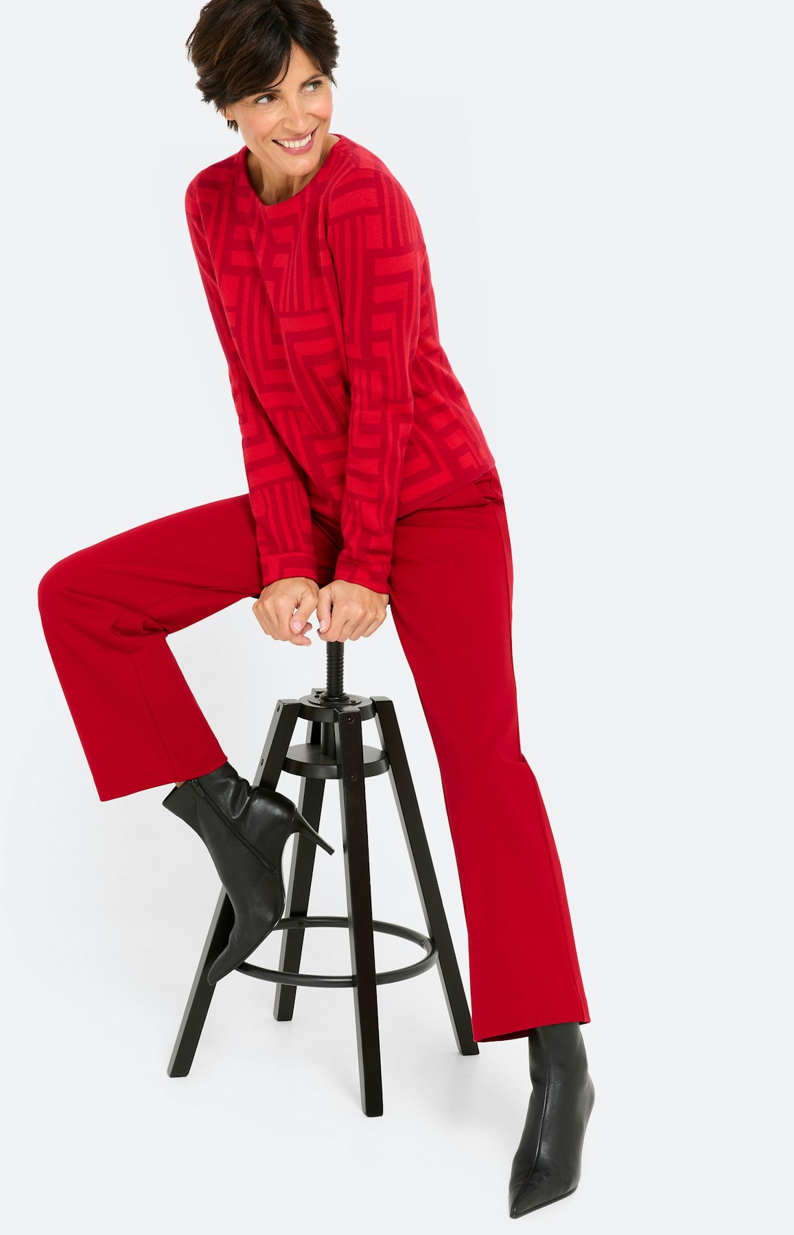 Trui met jacquardmotief, donkerrood