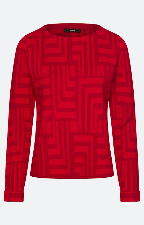 Trui met jacquardmotief, donkerrood