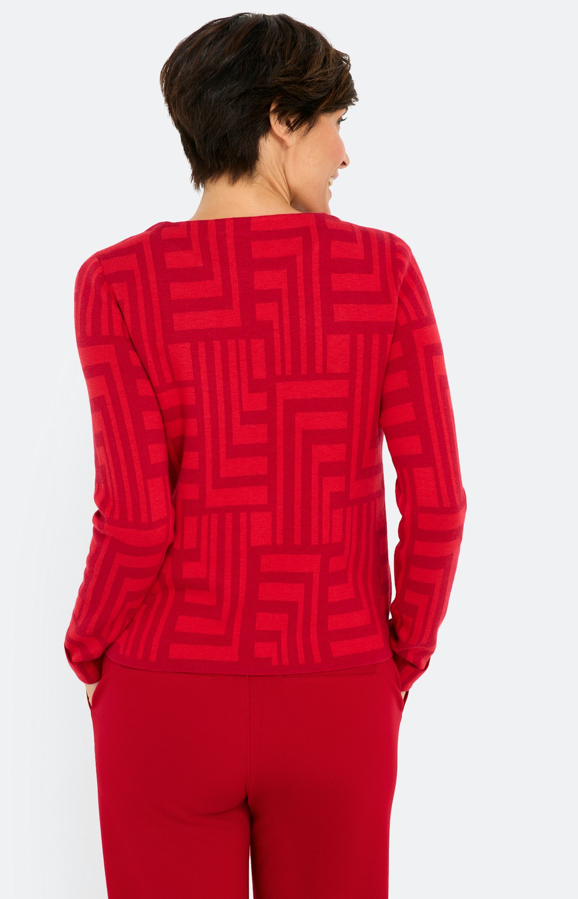 Trui met jacquardmotief, donkerrood