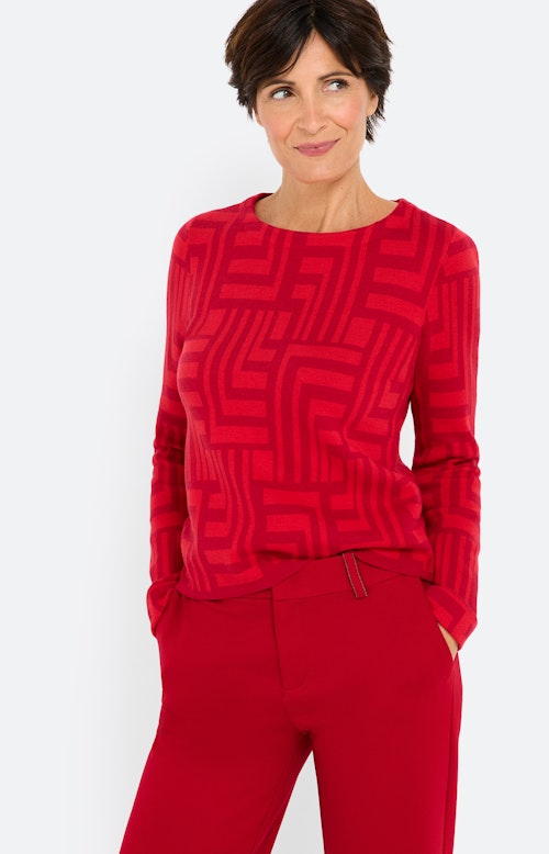 Trui met jacquardmotief, donkerrood