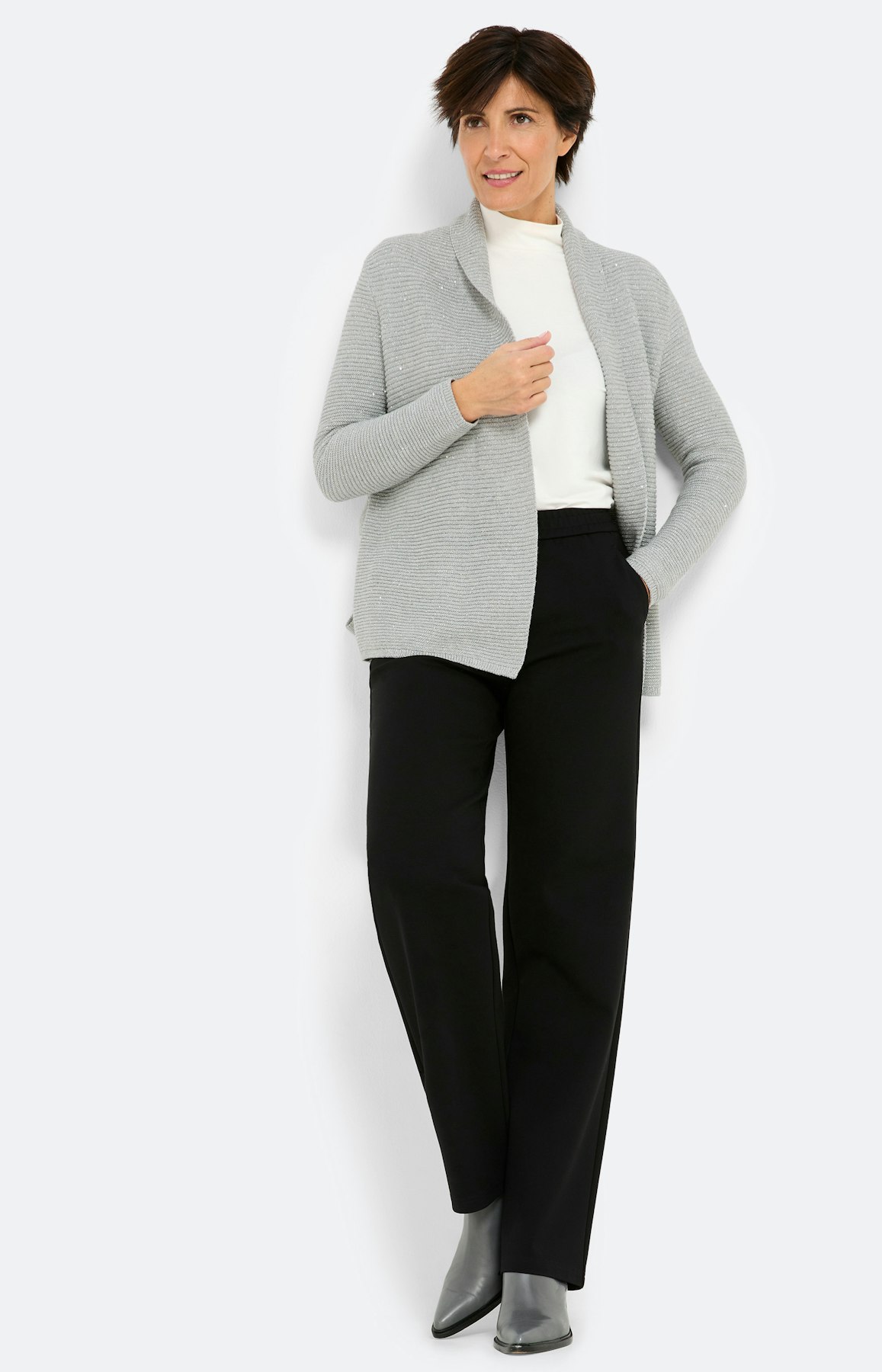 Cardigan met bindceintuur, grijs