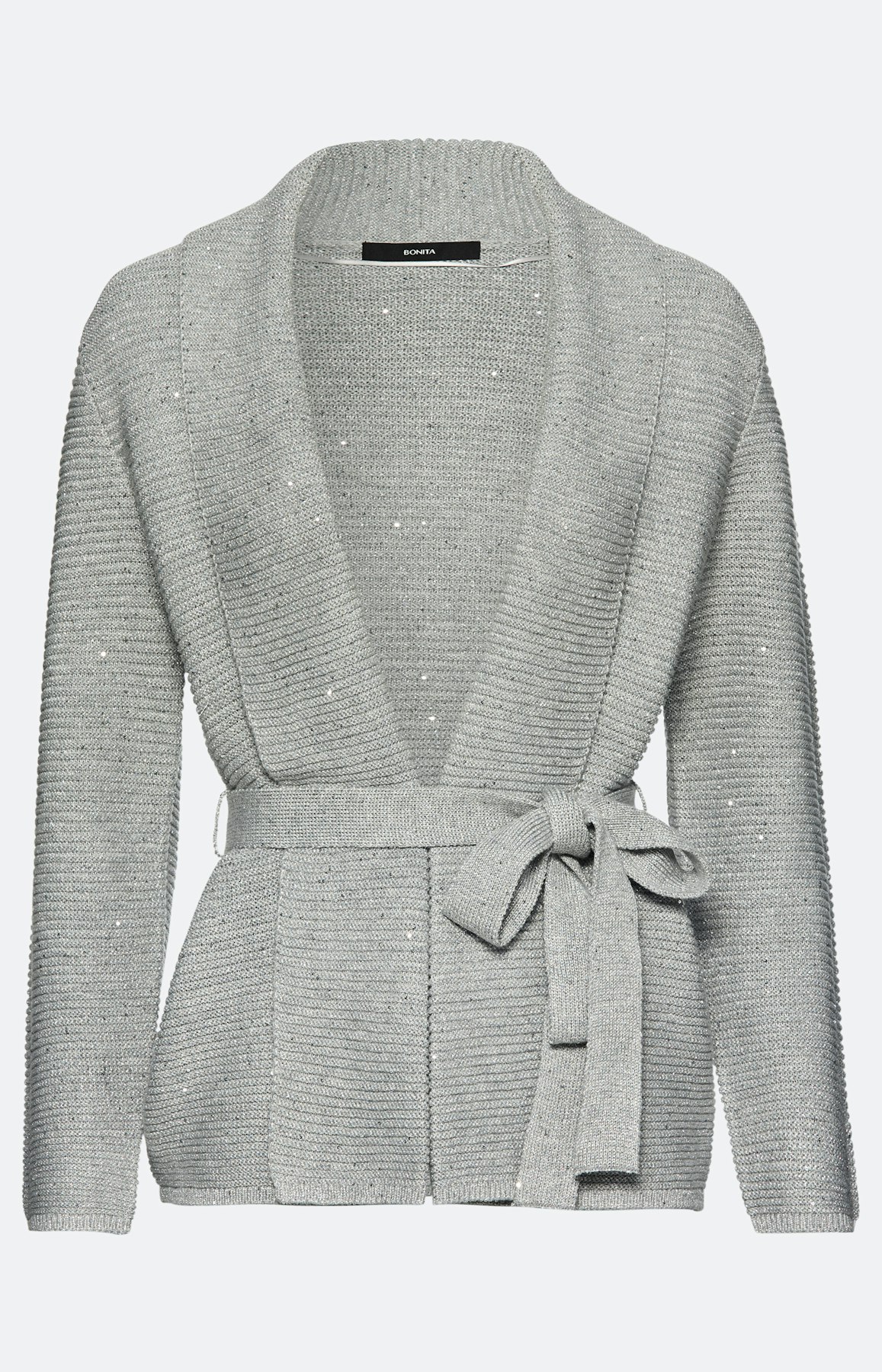 Cardigan met bindceintuur, grijs