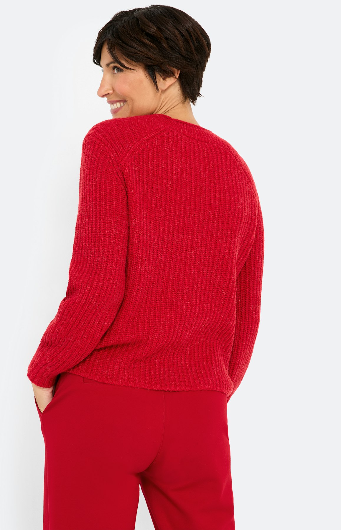 Gebreide trui met structuur, donkerrood