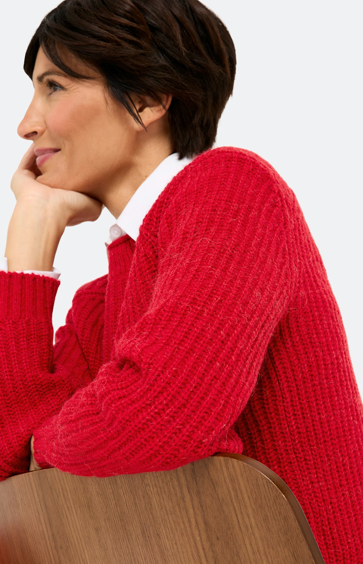 Gebreide trui met structuur, donkerrood