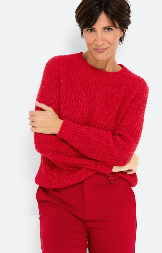 Gebreide trui met structuur, donkerrood