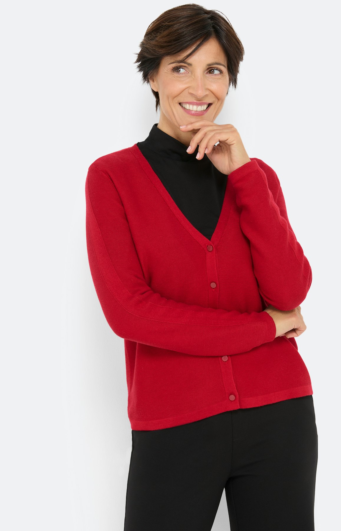 Cardigan met knoopsluiting, donkerrood