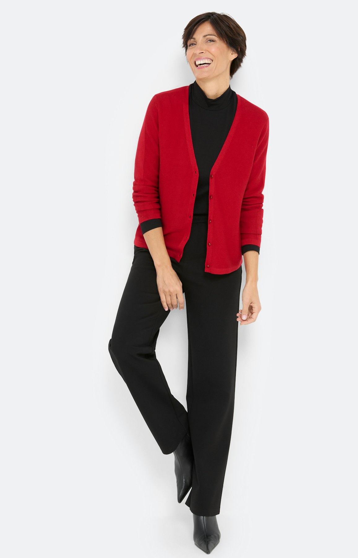 Cardigan met knoopsluiting, donkerrood
