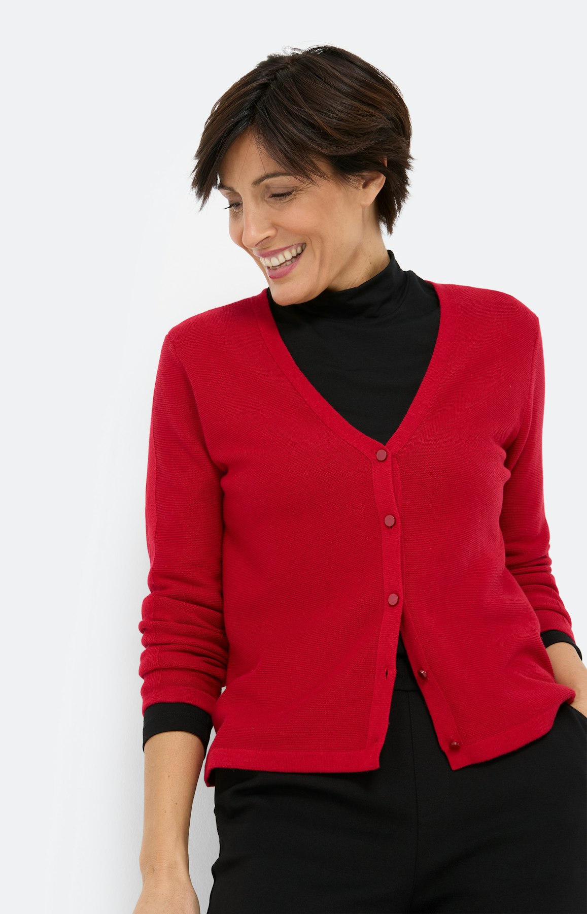 Cardigan met knoopsluiting, donkerrood