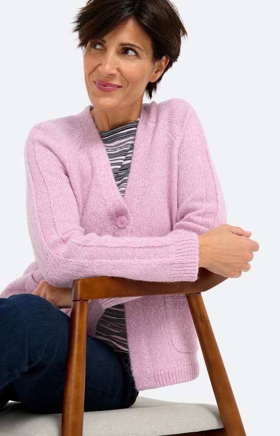 Cardigan mit aufgesetzten Taschen, rosa