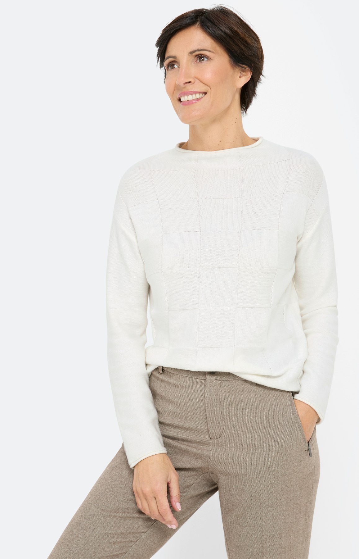 Trui met een opstaande kraag, wit