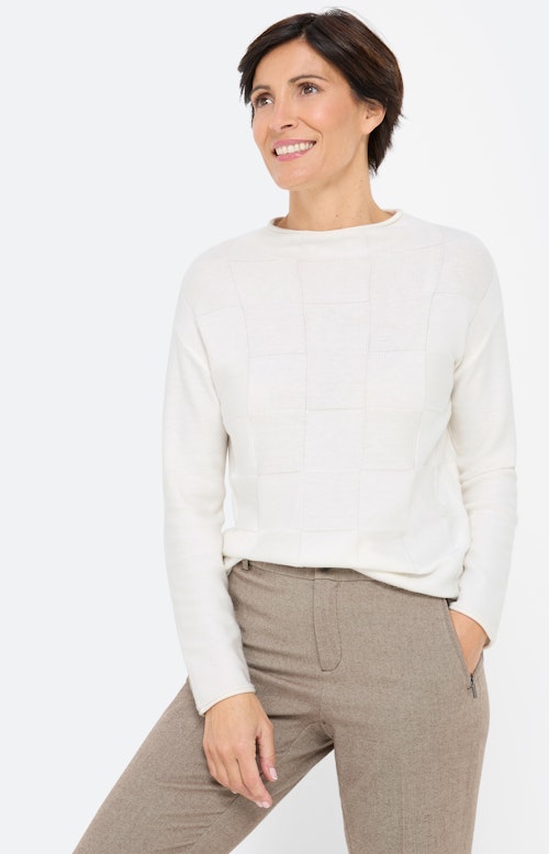 Trui met een opstaande kraag, wit