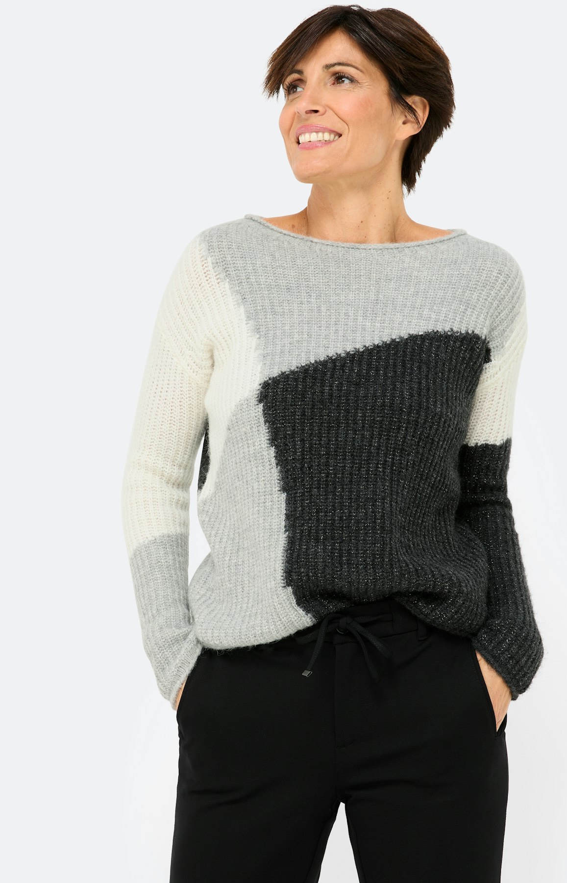 Trui met colourblocking, grijs