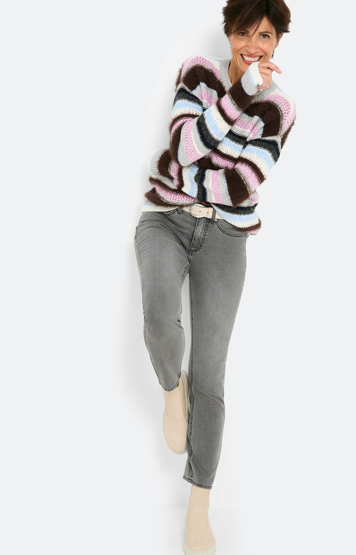 Trui met streepdessin, bruin