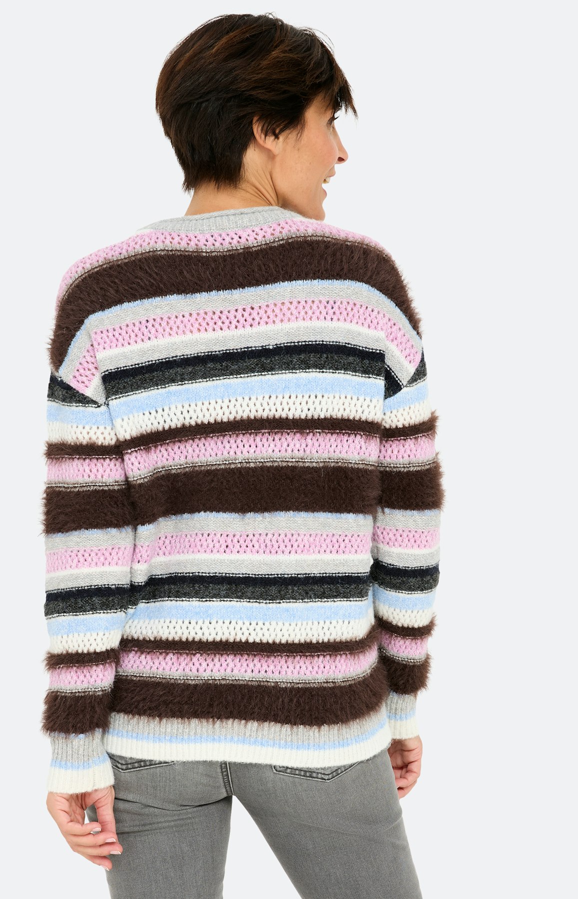 Trui met streepdessin, bruin